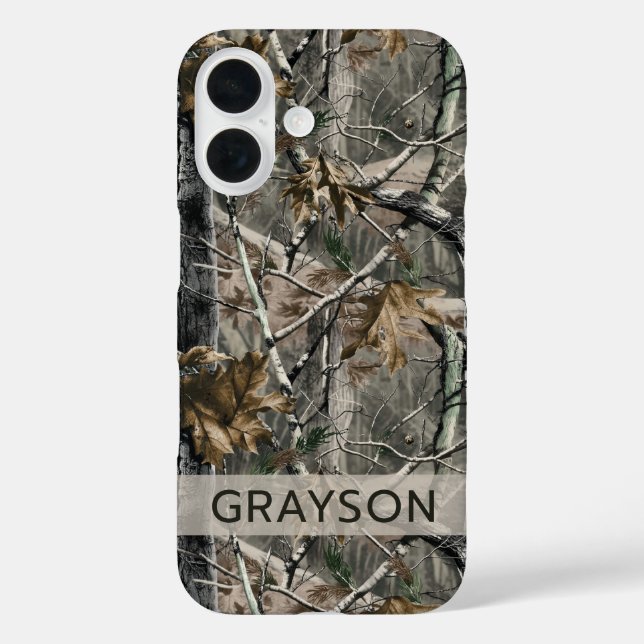 Funda iPhone 16 Ramas de bosque Camuflaje Personalizado (Reverso )