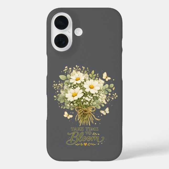 Funda iPhone 16 Ramo de flores silvestres blancas (Reverso )