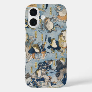 Funda iPhone 16 Ranas guerreras Ukiyo-e Arte japonés antiguo