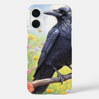 Funda iPhone 16 Raven Crow en la rama