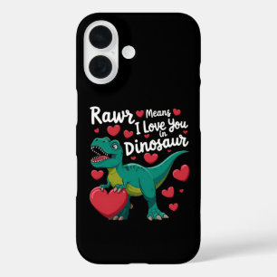 Funda iPhone 16 Rawr Significa Que Te Amo En San Valentín De Dinos
