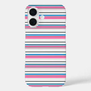 Funda iPhone 16 Rayas azules blancas lindas