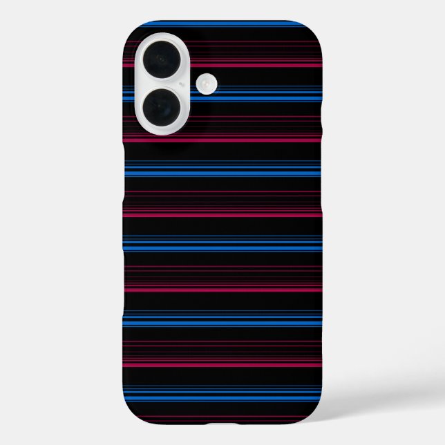 Funda iPhone 16 Rayas azules rosadas lindas  (Reverso )