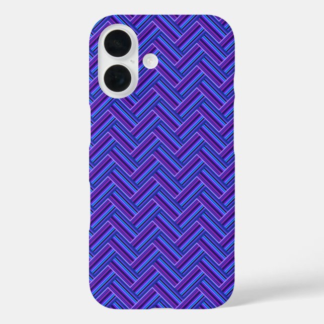 Funda iPhone 16 Rayas azules y violetas de doble trama (Reverso )