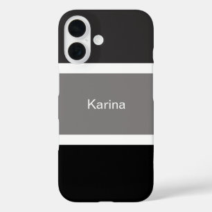 Funda iPhone 16 Rayas Blancas y Grises Personalizadas
