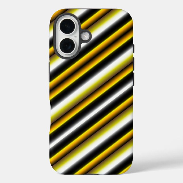 Funda iPhone 16 Rayas de arcoiris blancas amarillas (Reverso )
