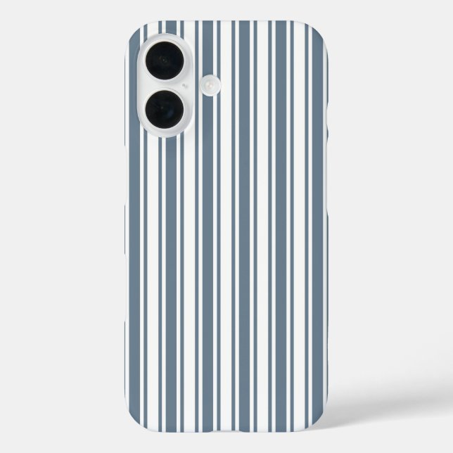 Funda iPhone 16 Rayas de caramelo azul-gris y blanco Funda-Mate iP (Reverso )