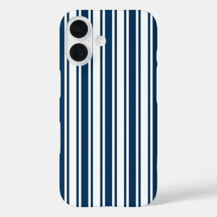 Funda iPhone 16 Rayas de caramelo azules y blancas