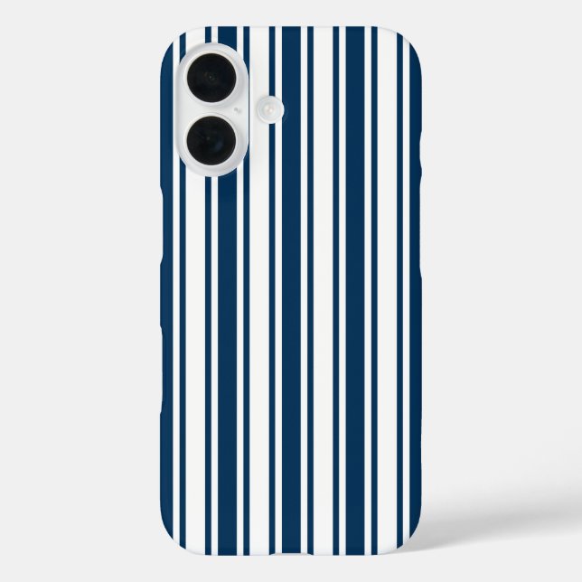 Funda iPhone 16 Rayas de caramelo azules y blancas (Reverso )