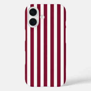 Funda iPhone 16 Rayas de caramelo borgoña y blanco