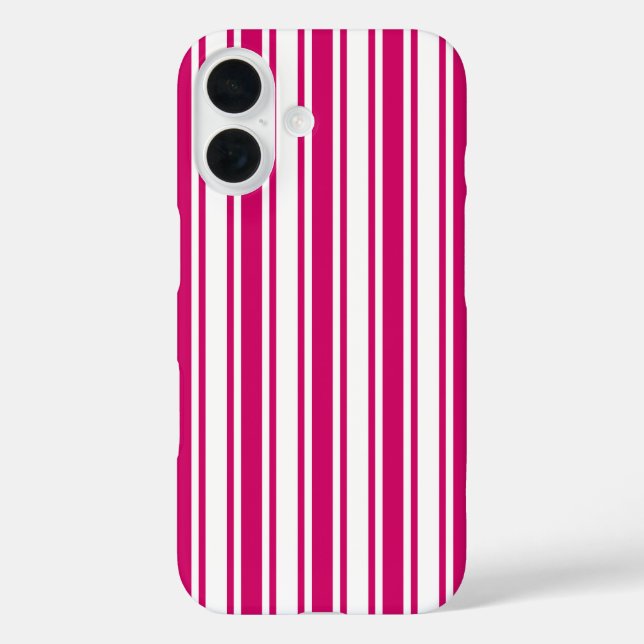 Funda iPhone 16 Rayas de caramelo cereza y blanco (Reverso )