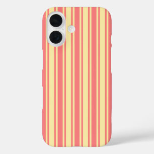 Funda iPhone 16 Rayas de caramelo coral y amarillo