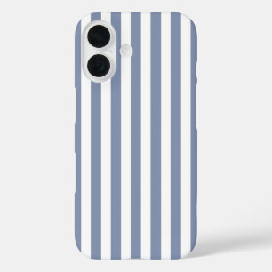 Funda iPhone 16 Rayas de caramelo grises y blancas azules