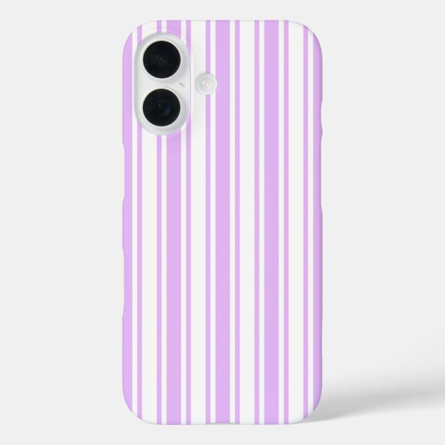 Funda iPhone 16 Rayas de caramelo lilas, moradas y blancas (Reverso )