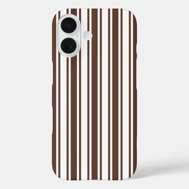 Funda iPhone 16 Rayas de caramelo marrón chocolate y blanco (Reverso )