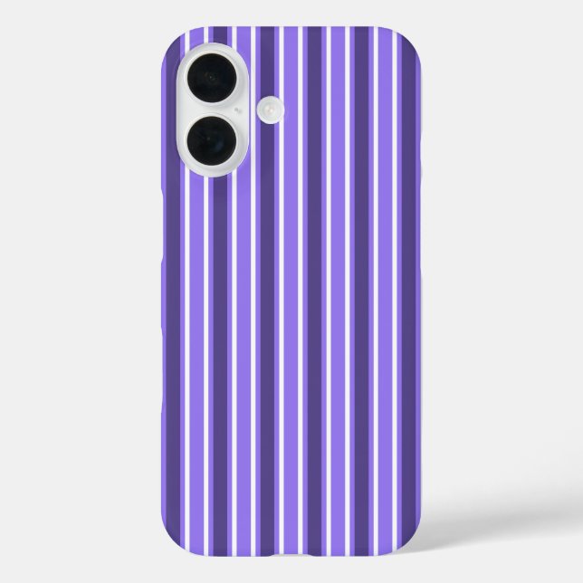 Funda iPhone 16 Rayas de caramelo morado y blanco (Reverso )
