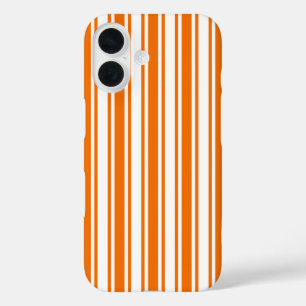 Funda iPhone 16 Rayas de caramelo naranjas y blancas