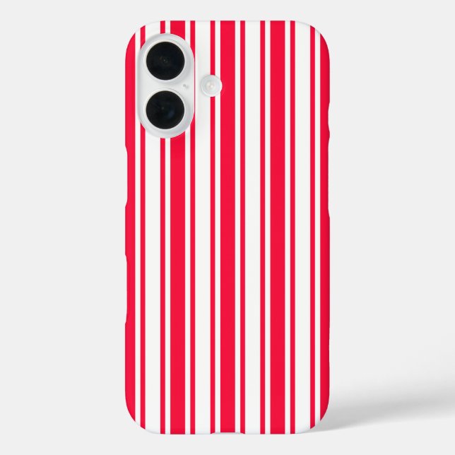 Funda iPhone 16 Rayas de caramelo rojas y blancas (Reverso )