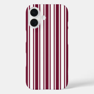 Funda iPhone 16 Rayas de caramelo rojas y blancas de Borgoña