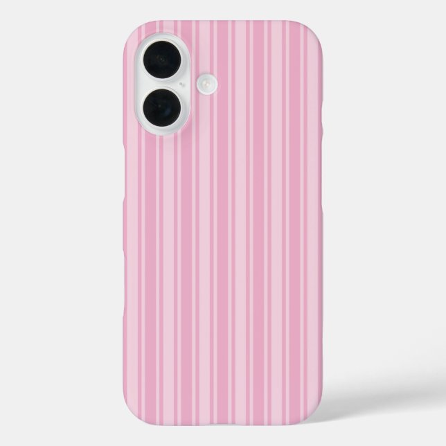Funda iPhone 16 Rayas de caramelo rosa pálido (Reverso )
