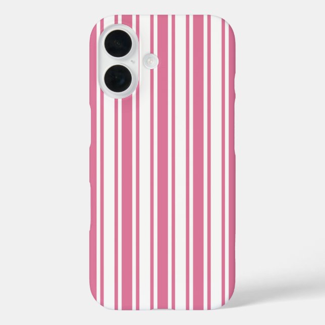 Funda iPhone 16 Rayas de caramelo rosadas y blancas (Reverso )