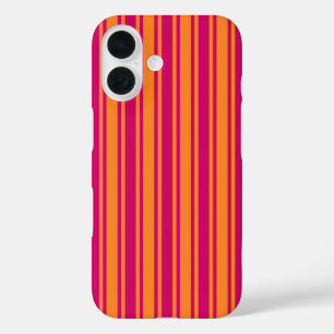 Funda iPhone 16 Rayas de caramelo rosadas y naranjas