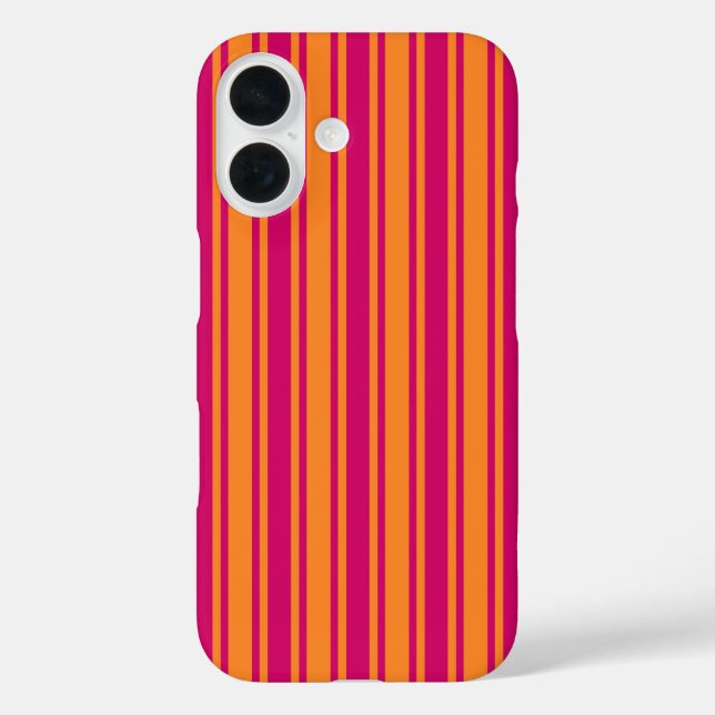 Funda iPhone 16 Rayas de caramelo rosadas y naranjas (Reverso )
