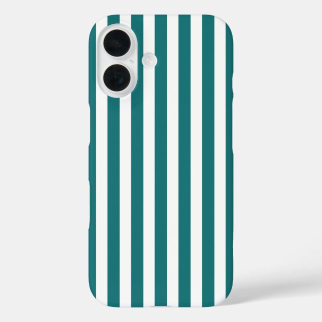 Funda iPhone 16 Rayas de caramelo verde azulado y blanco (Reverso )