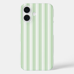 Funda iPhone 16 Rayas de caramelo verde claro y blanco