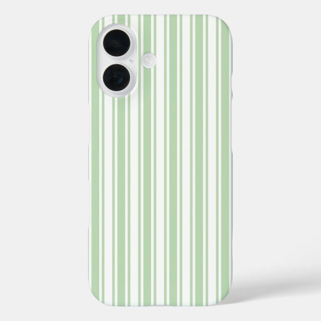 Funda iPhone 16 Rayas de caramelo verde claro y blanco (Reverso )