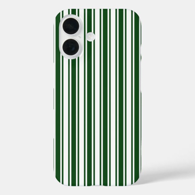 Funda iPhone 16 Rayas de caramelo verde oscuro y blanco Funda-Mate (Reverso )