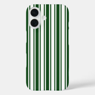 Funda iPhone 16 Rayas de caramelo verdes oscuras y blancas