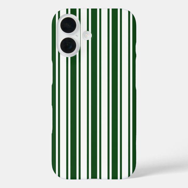 Funda iPhone 16 Rayas de caramelo verdes oscuras y blancas (Reverso )