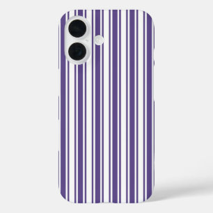 Funda iPhone 16 Rayas de caramelos ultravioletas y blancas