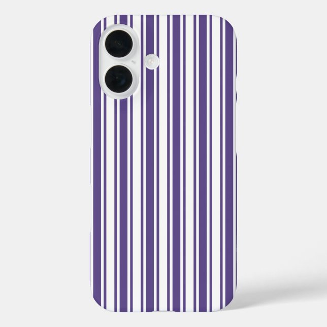 Funda iPhone 16 Rayas de caramelos ultravioletas y blancas (Reverso )