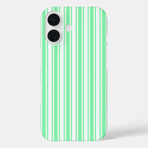 Funda iPhone 16 Rayas de caramelos verdes y blancos pasteles
