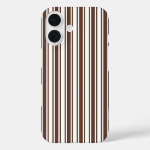 Funda iPhone 16 Rayas de dulces marrones y blancos de chocolate