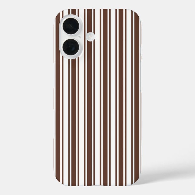 Funda iPhone 16 Rayas de dulces marrones y blancos de chocolate (Reverso )