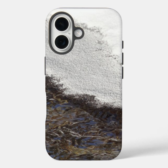 Funda iPhone 16 Rayas de la corriente de nieve de invierno (Reverso )