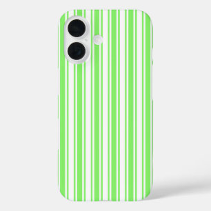 Funda iPhone 16 Rayas de limón verde y blanco de caramelos