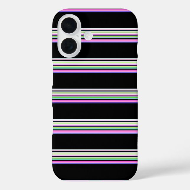 Funda iPhone 16 Rayas de neón coloridas lindas (Reverso )