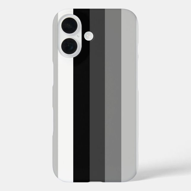 Funda iPhone 16 Rayas de sombra en blanco y negro (Reverso )