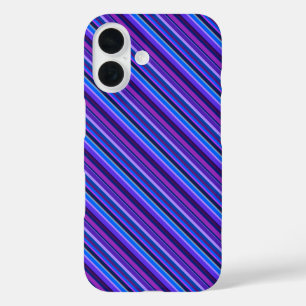 Funda iPhone 16 Rayas diagonales en azul y púrpura