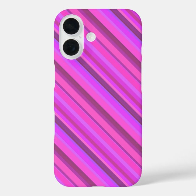Funda iPhone 16 Rayas diagonales rosas (Reverso )