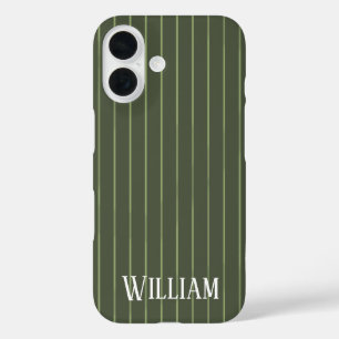 Funda iPhone 16 Rayas finas verde oliva