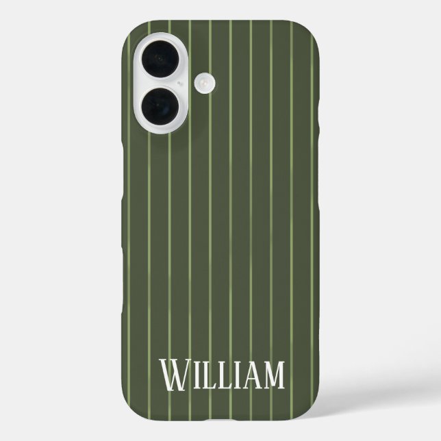 Funda iPhone 16 Rayas finas verde oliva (Reverso )