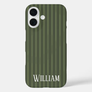 Funda iPhone 16 Rayas finas verdes oliva
