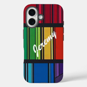 Funda iPhone 16 Rayas geométricas coloridas personalizadas con el 