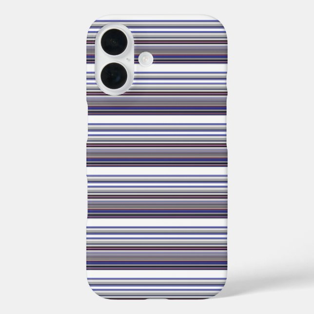 Funda iPhone 16 Rayas grises azules modernas lindas (Reverso )