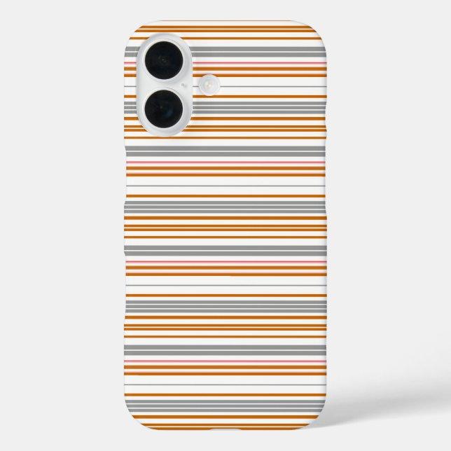 Funda iPhone 16 Rayas grises marrones lindas (Reverso )
